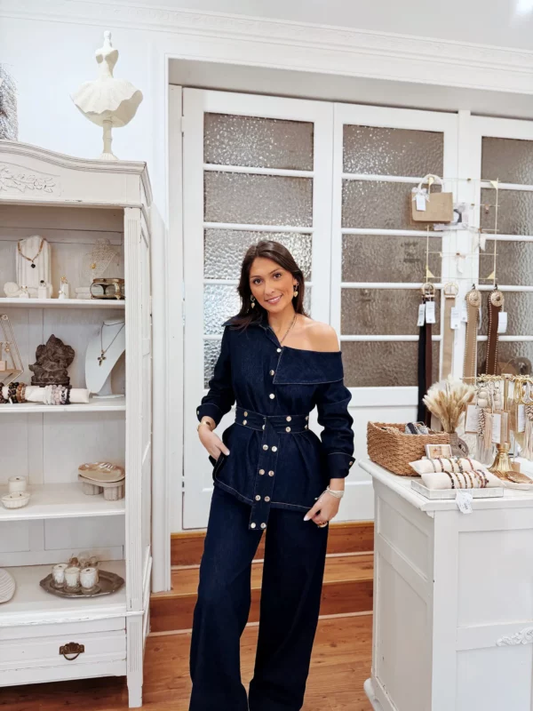 Pantalon denim bleu foncé – Elara