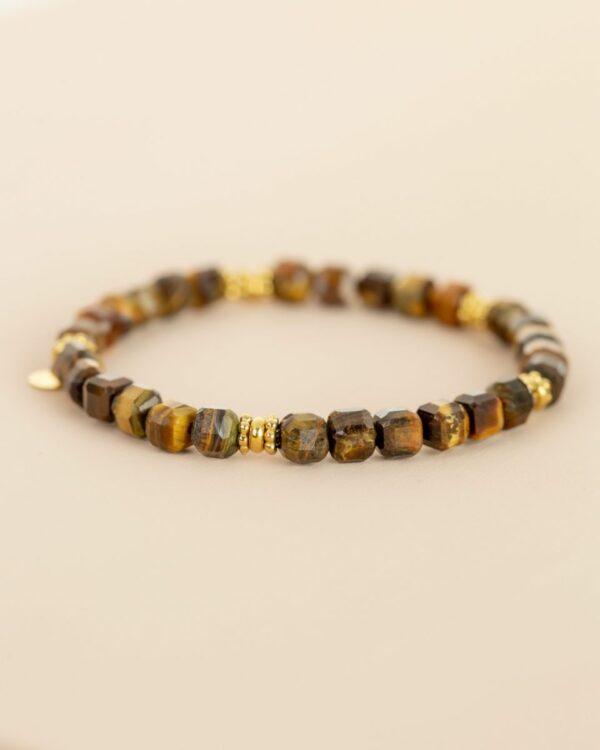 Bracelet oeil de tigre - perles carrées