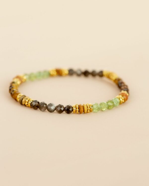 Bracelet Tourmaline verte, Oeil de tigre & Obsidienne
