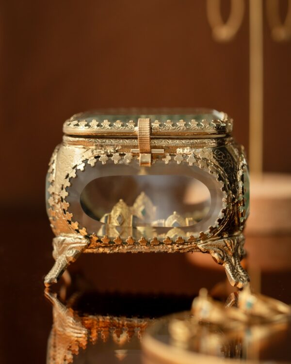 Boîte à bijoux en verre et laiton doré – petit modèle