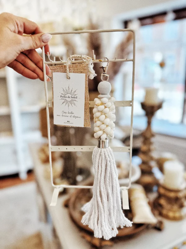 Porte-clés coquillages blancs