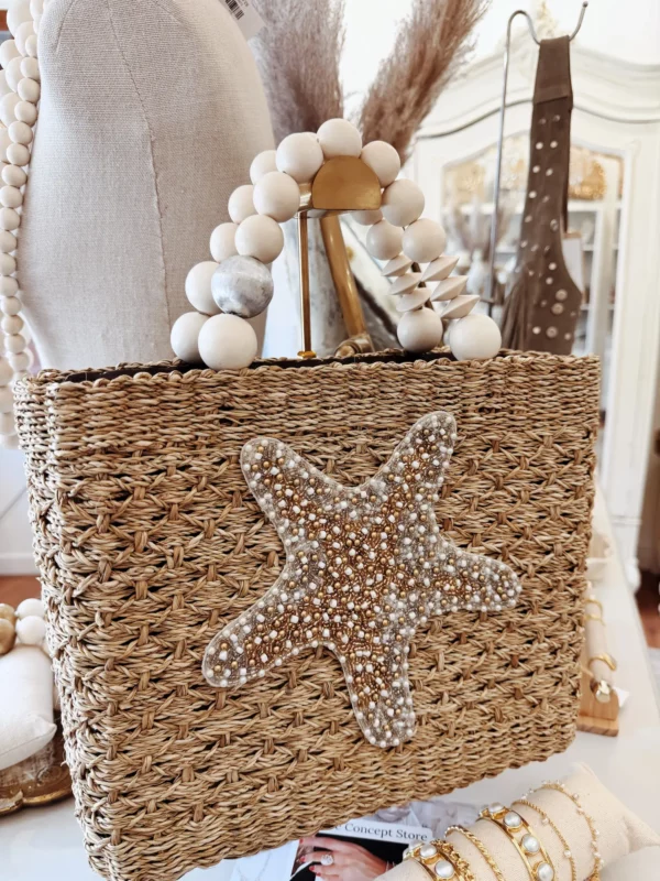 Sac en panier brodé de perles - M