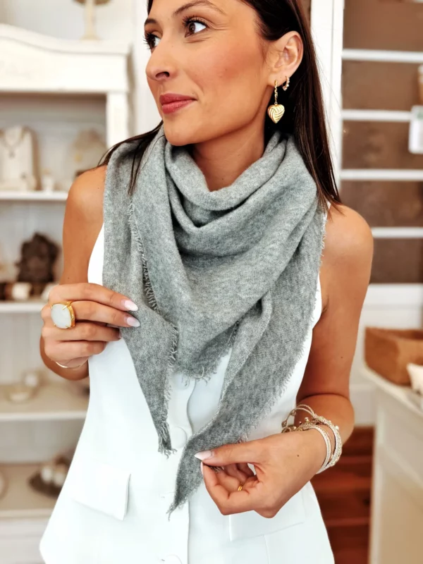 Écharpe à franges - gris