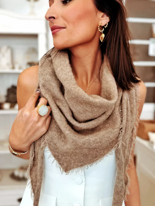 Écharpe à franges - beige