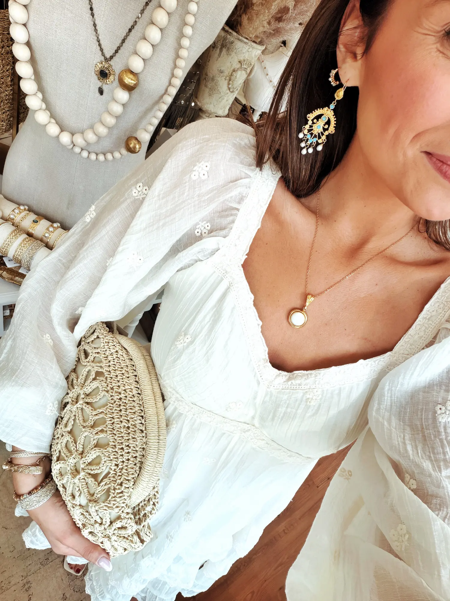 Sac pochette en raphia - beige – Image 7