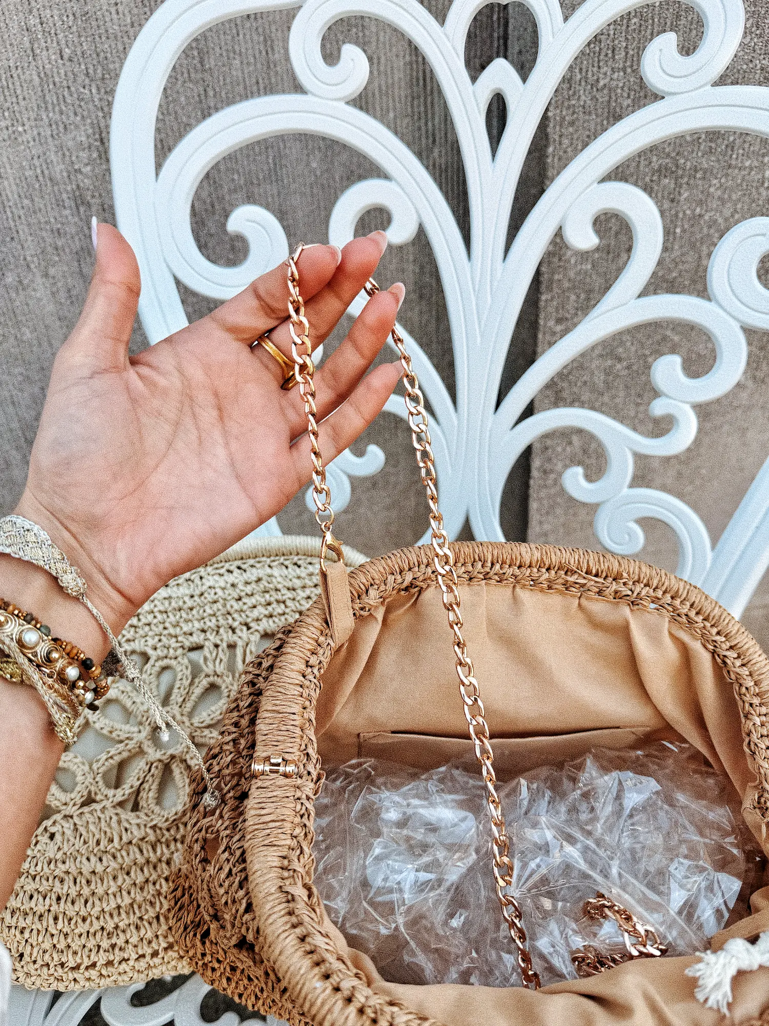 Sac pochette en raphia - beige – Image 9